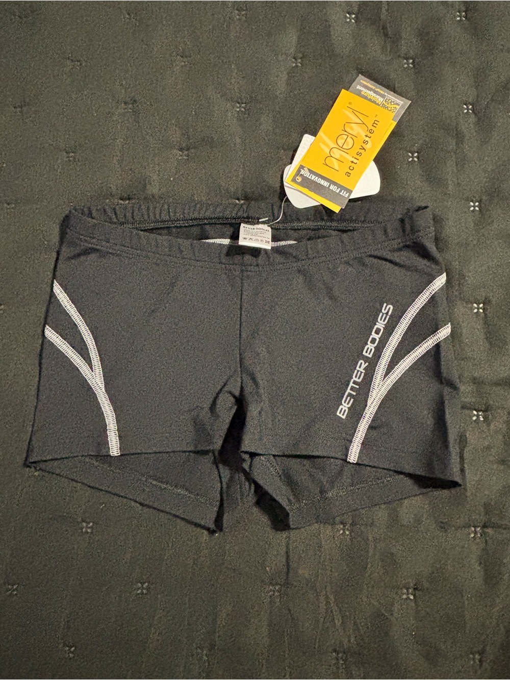 BETTER BODIES Black Athletic Shorts with Contrast Stitching NWT
